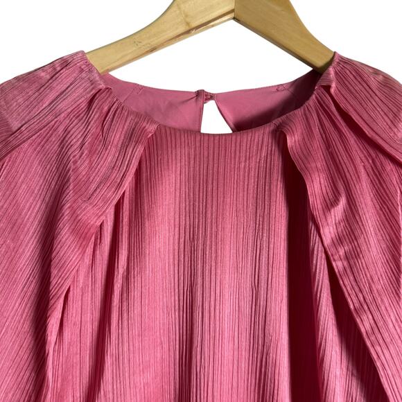 Veronica Beard Gracelynn Pink Ruched Satin Balloon Sleeve Mini Dress Size 0 - Picture 6 of 16